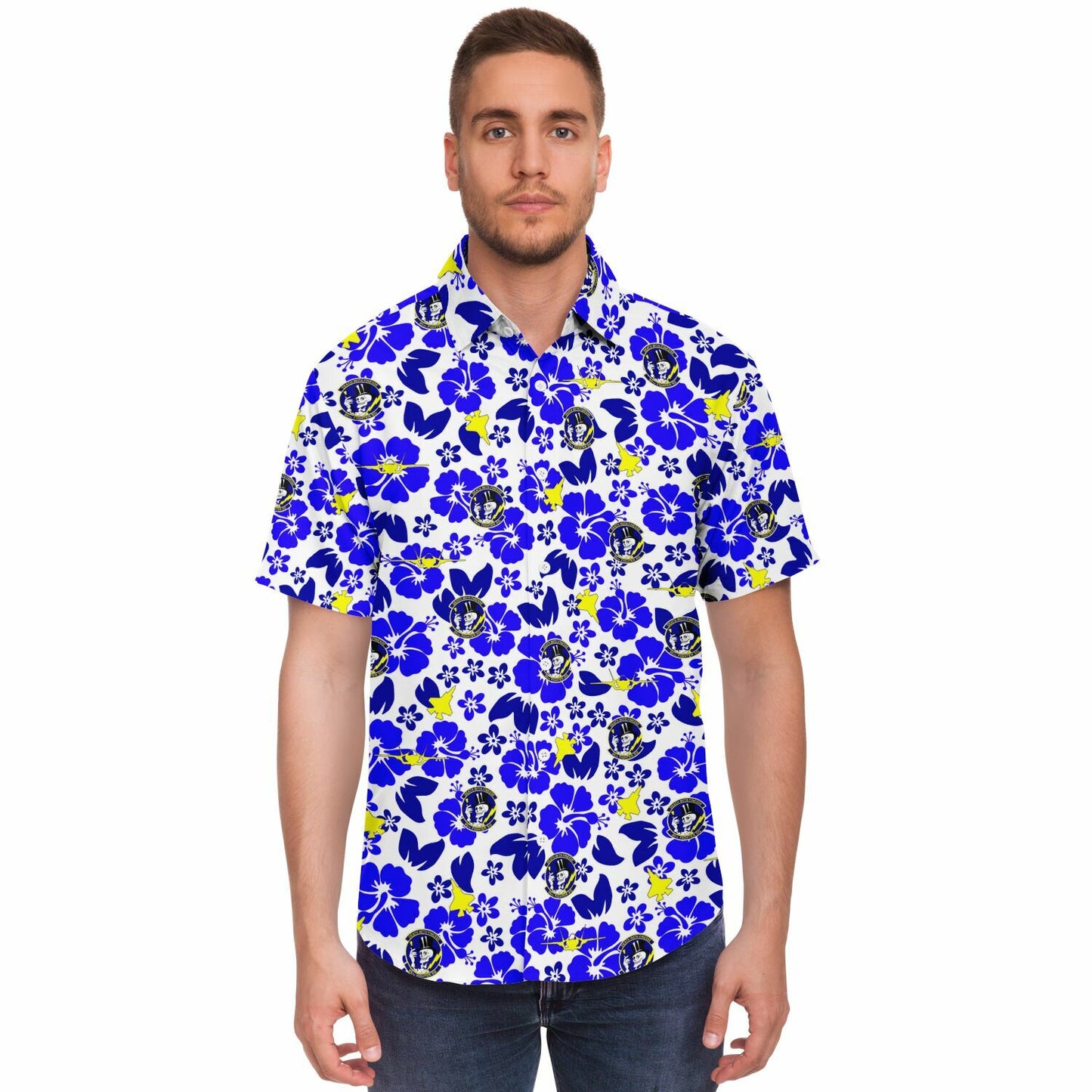 95th FS Hawaiian Print Short Sleeve Button Down Shirt