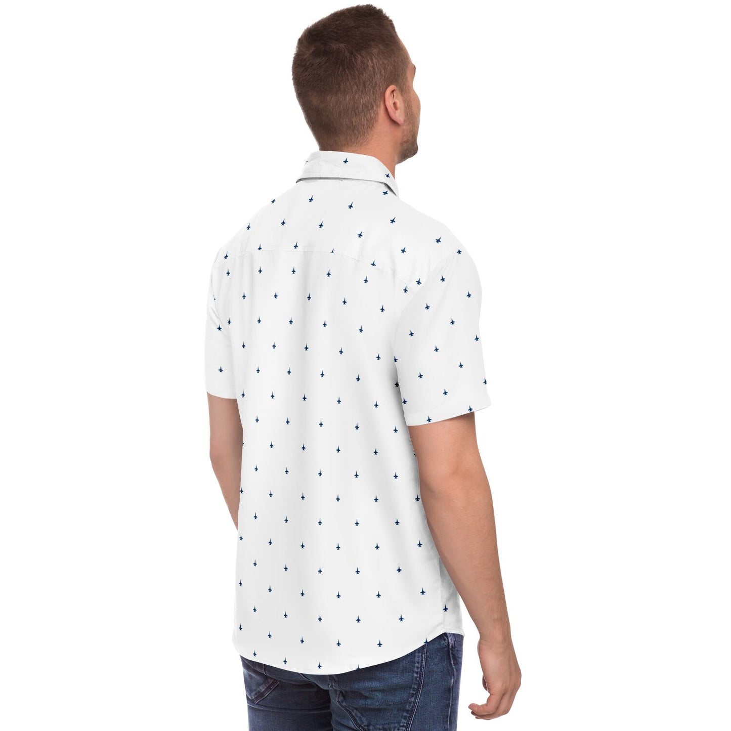 F-18C Subtle Mens Button Down Shirt (no stroke) #64 and white