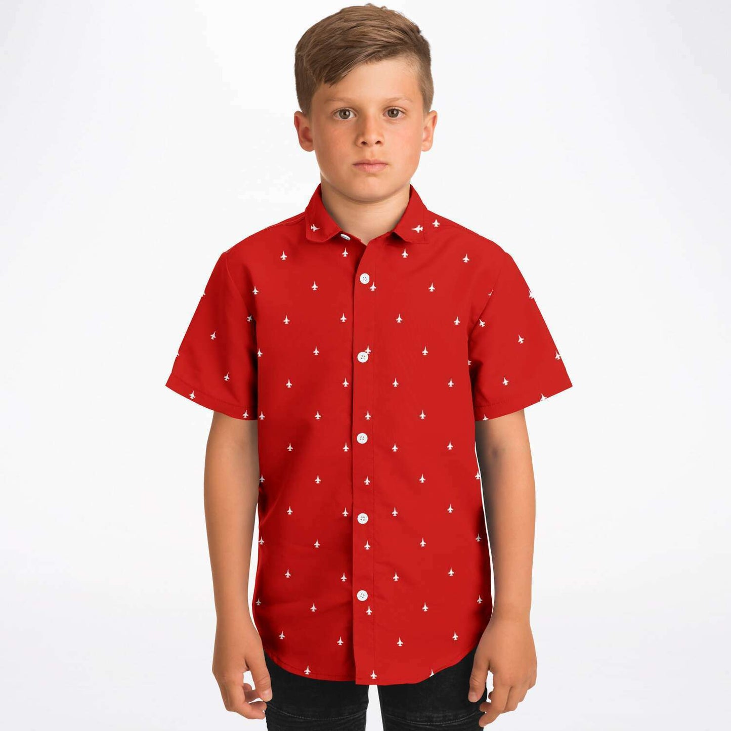 McKayla Leber large #14 and white Kids/Youth Short Sleeve Button Down Shirt