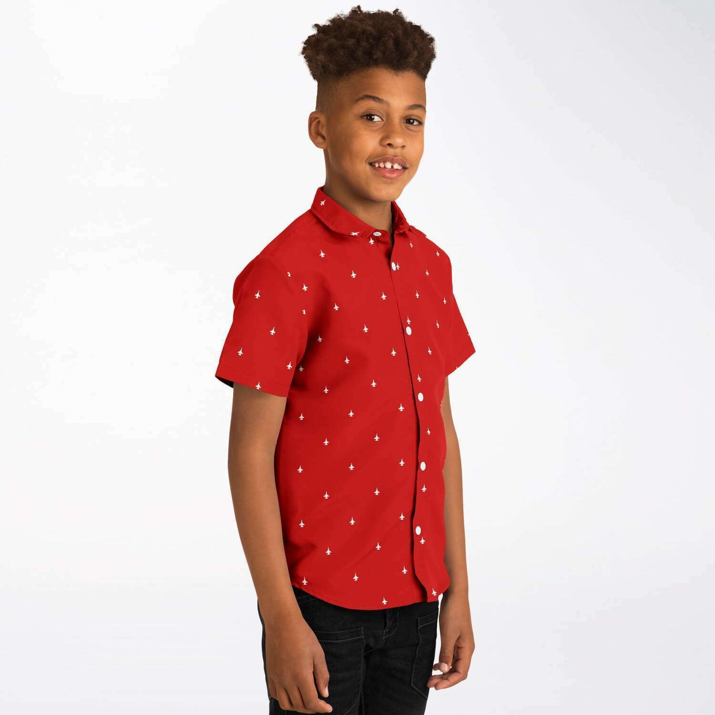 McKayla Leber large #14 and white Kids/Youth Short Sleeve Button Down Shirt