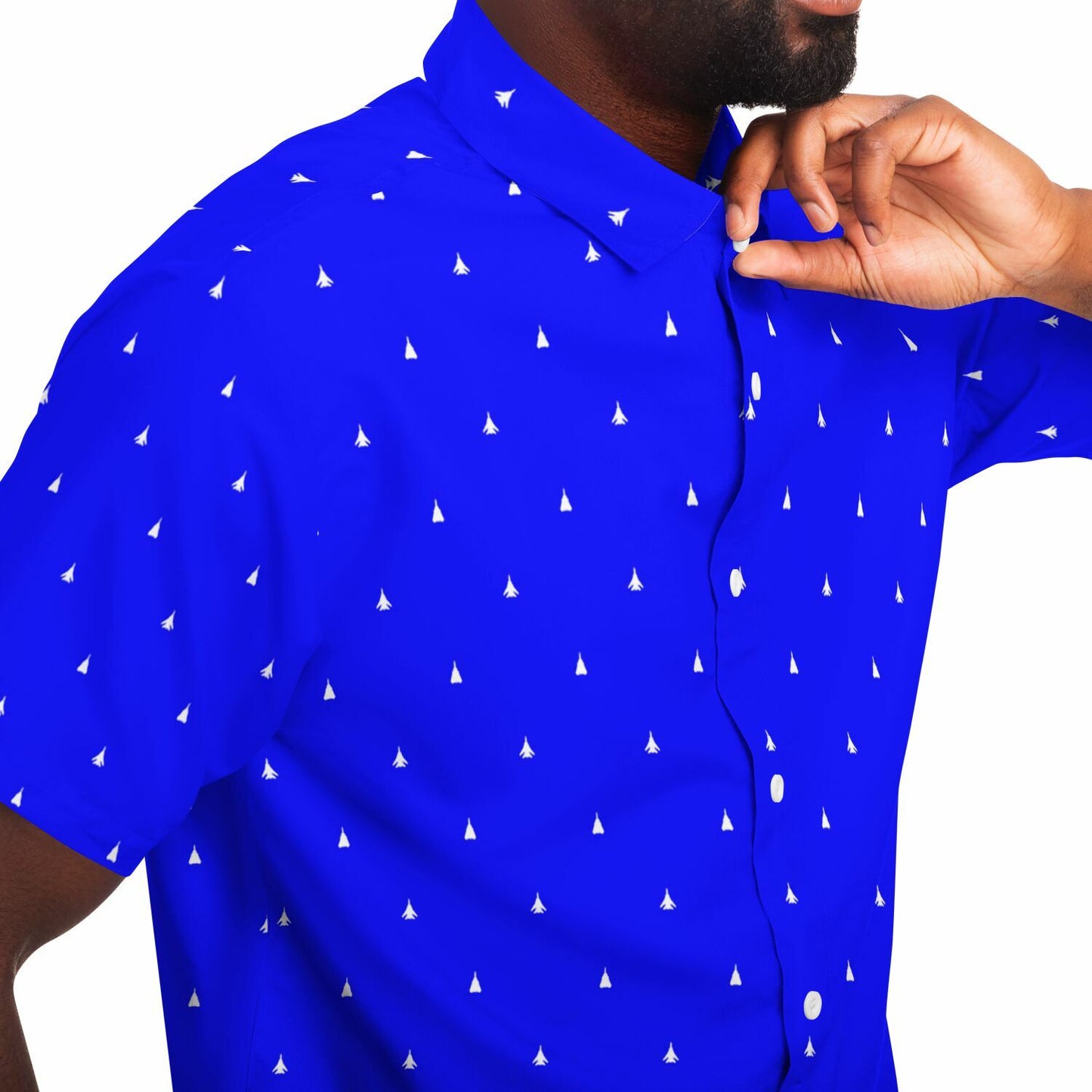 F-14 (2Plane) #14 and white Short Sleeve Button Down Shirt