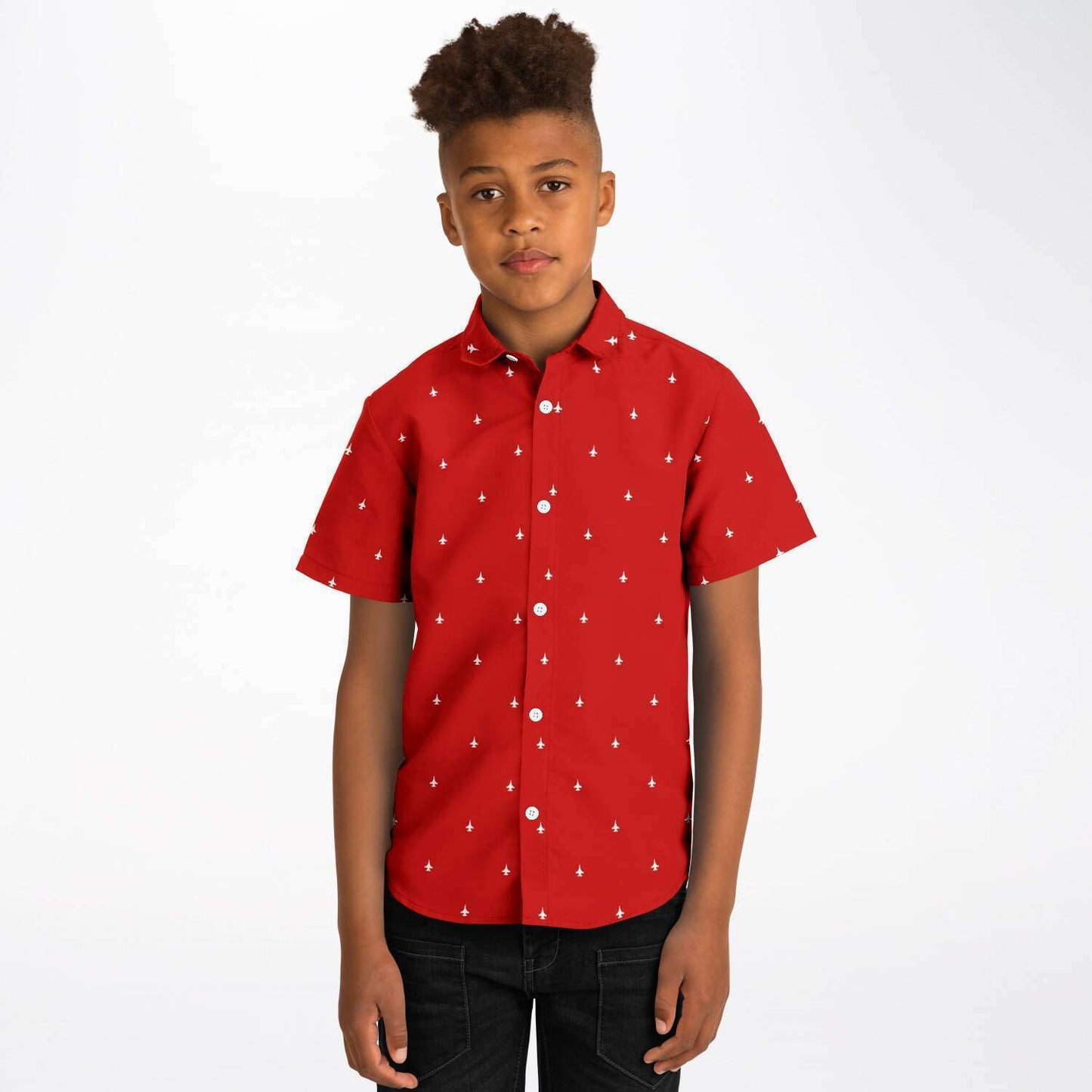 McKayla Leber large #14 and white Kids/Youth Short Sleeve Button Down Shirt