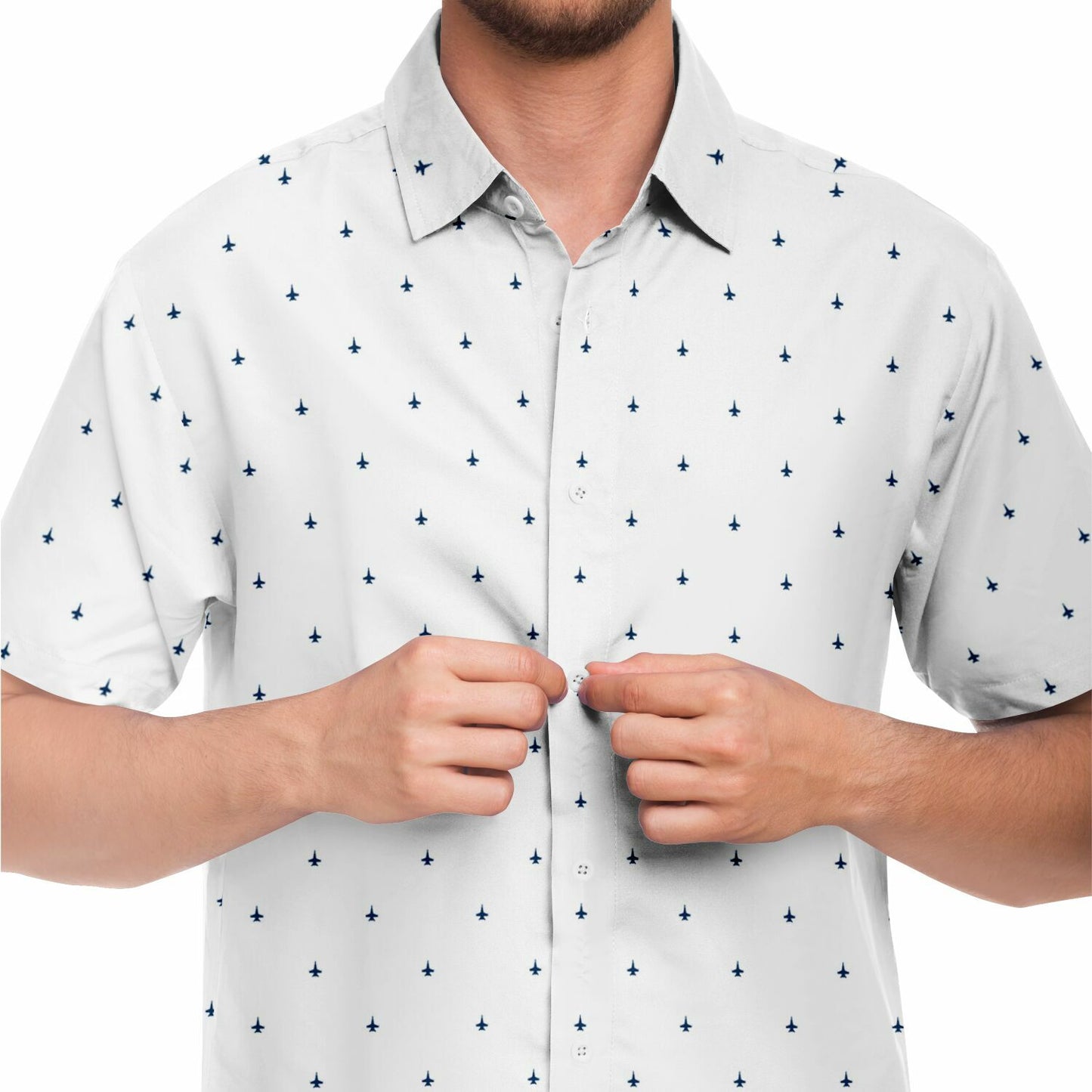 F-18C Subtle Mens Button Down Shirt (no stroke) #64 and white