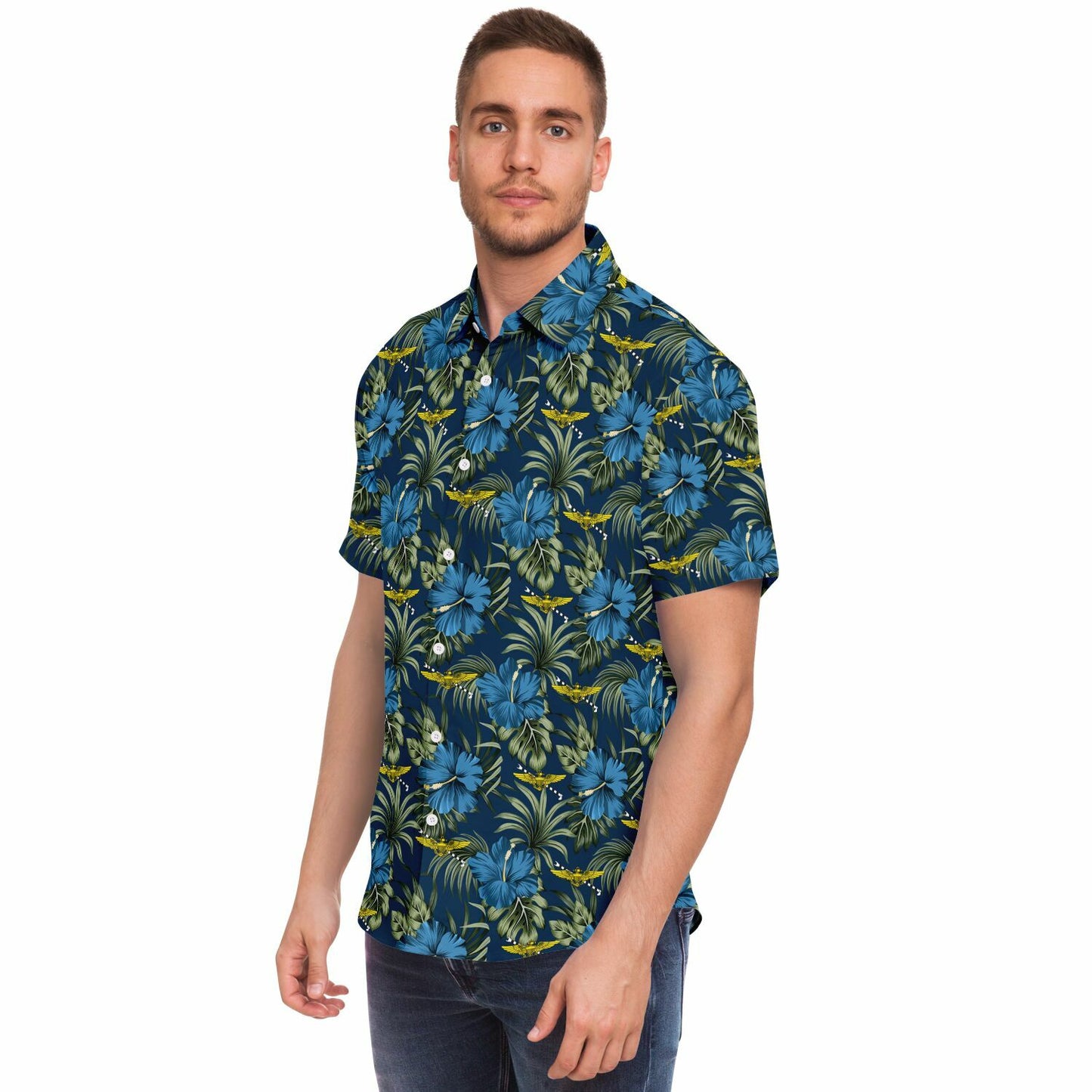 Tailhook 2024 PILOT Blue Flowers Hawaiian Short Sleeve Button Down Shirt