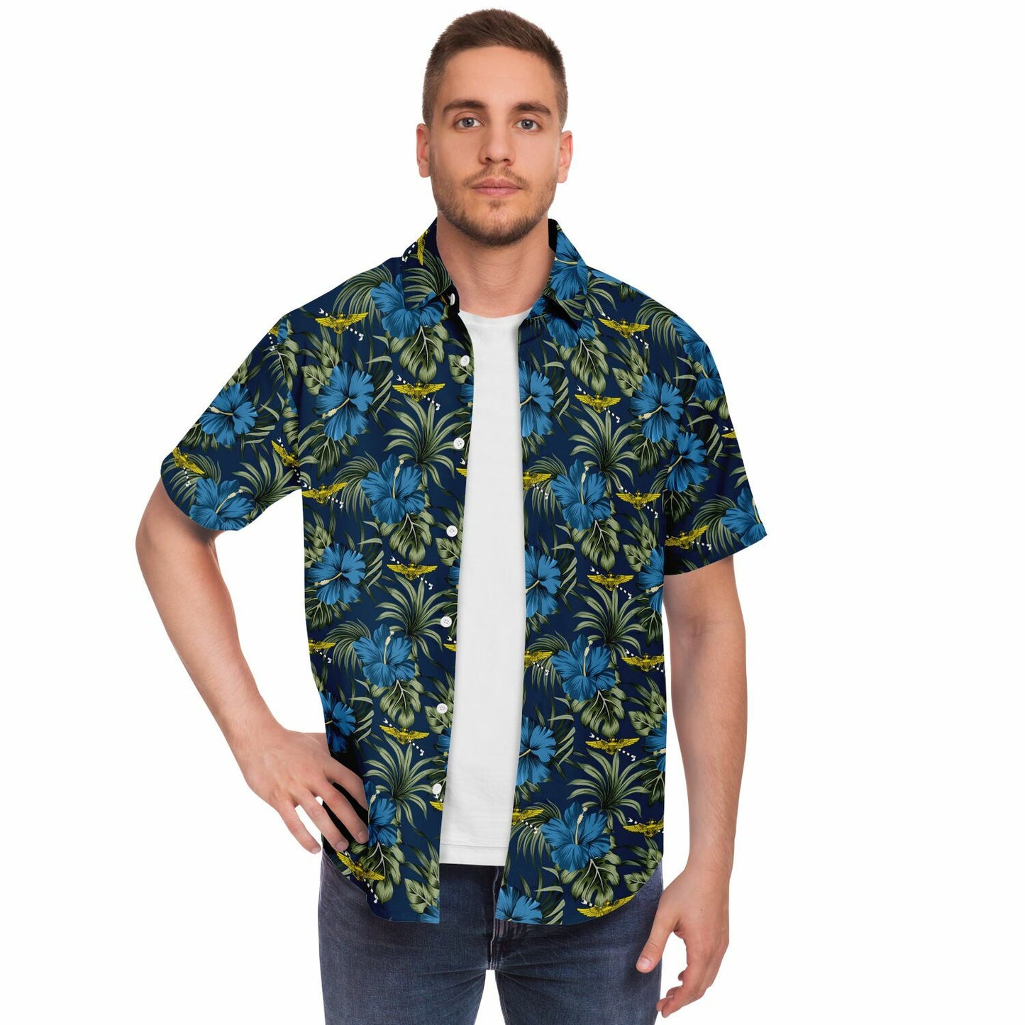 Tailhook 2024 PILOT Blue Flowers Hawaiian Short Sleeve Button Down Shirt