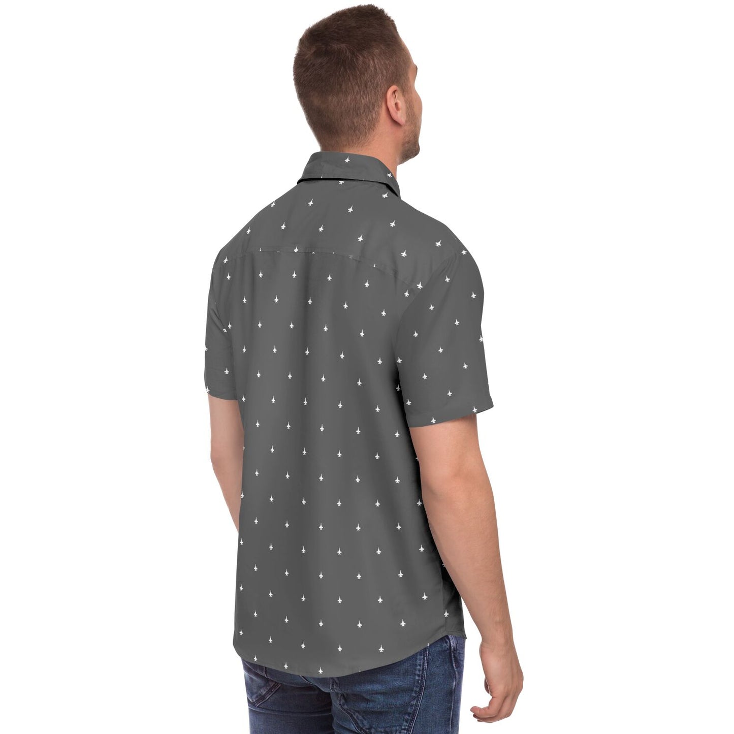 F-18 Super Hornet #3 grey and white jets Short Sleeve Button Down Shirt