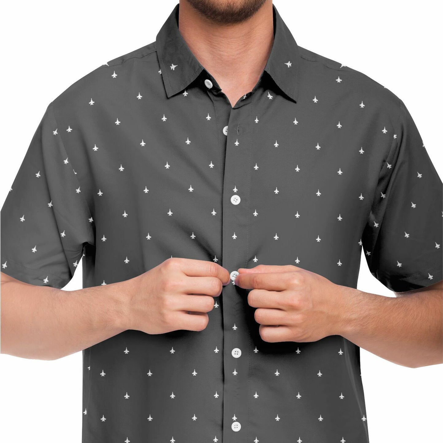F-18 Super Hornet #3 grey and white jets Short Sleeve Button Down Shirt