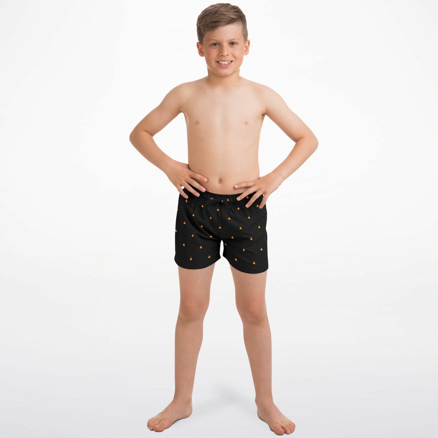 F-35C #9 f8a01 orange and black Kids Swim Trunks - AOP