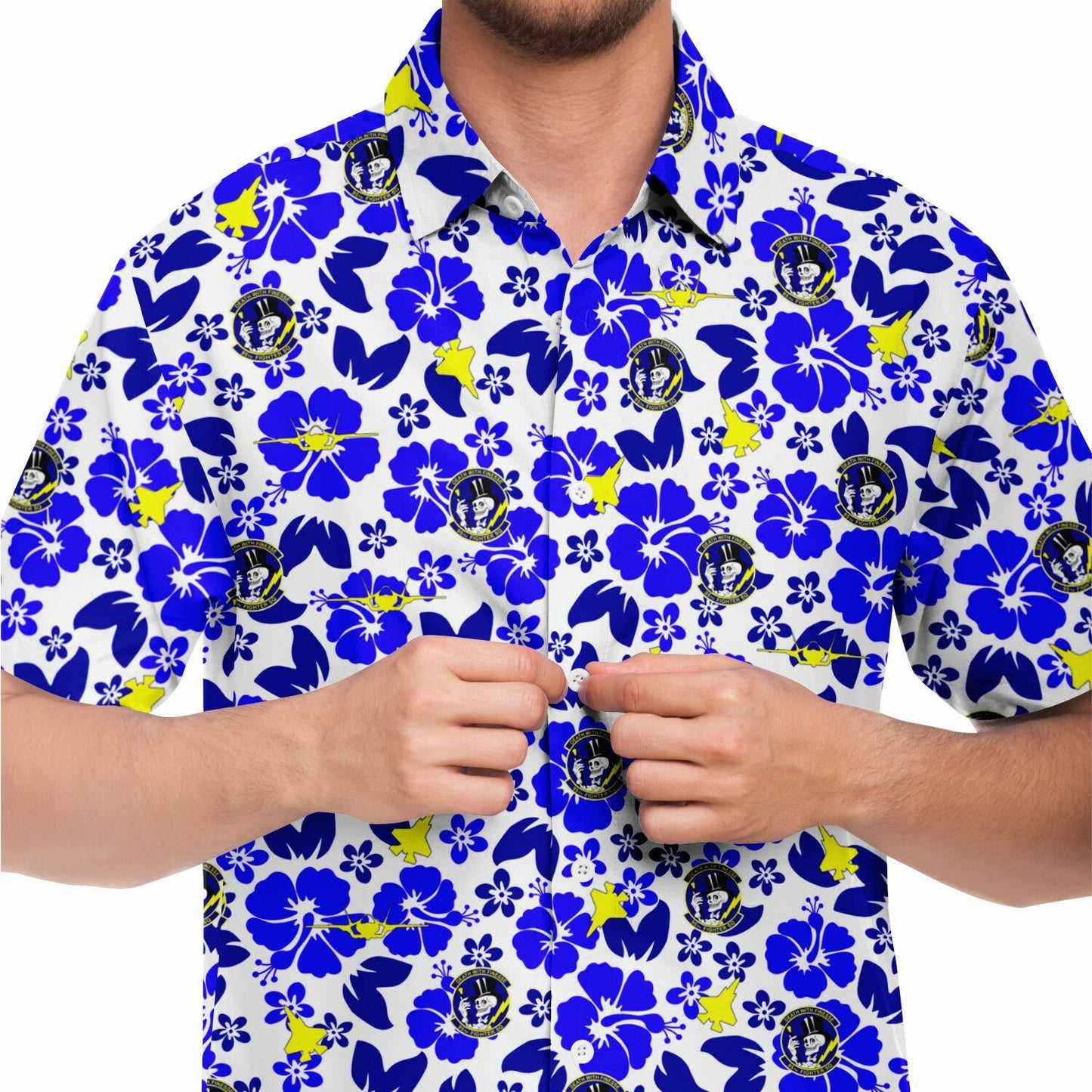 95th FS Hawaiian Print Short Sleeve Button Down Shirt