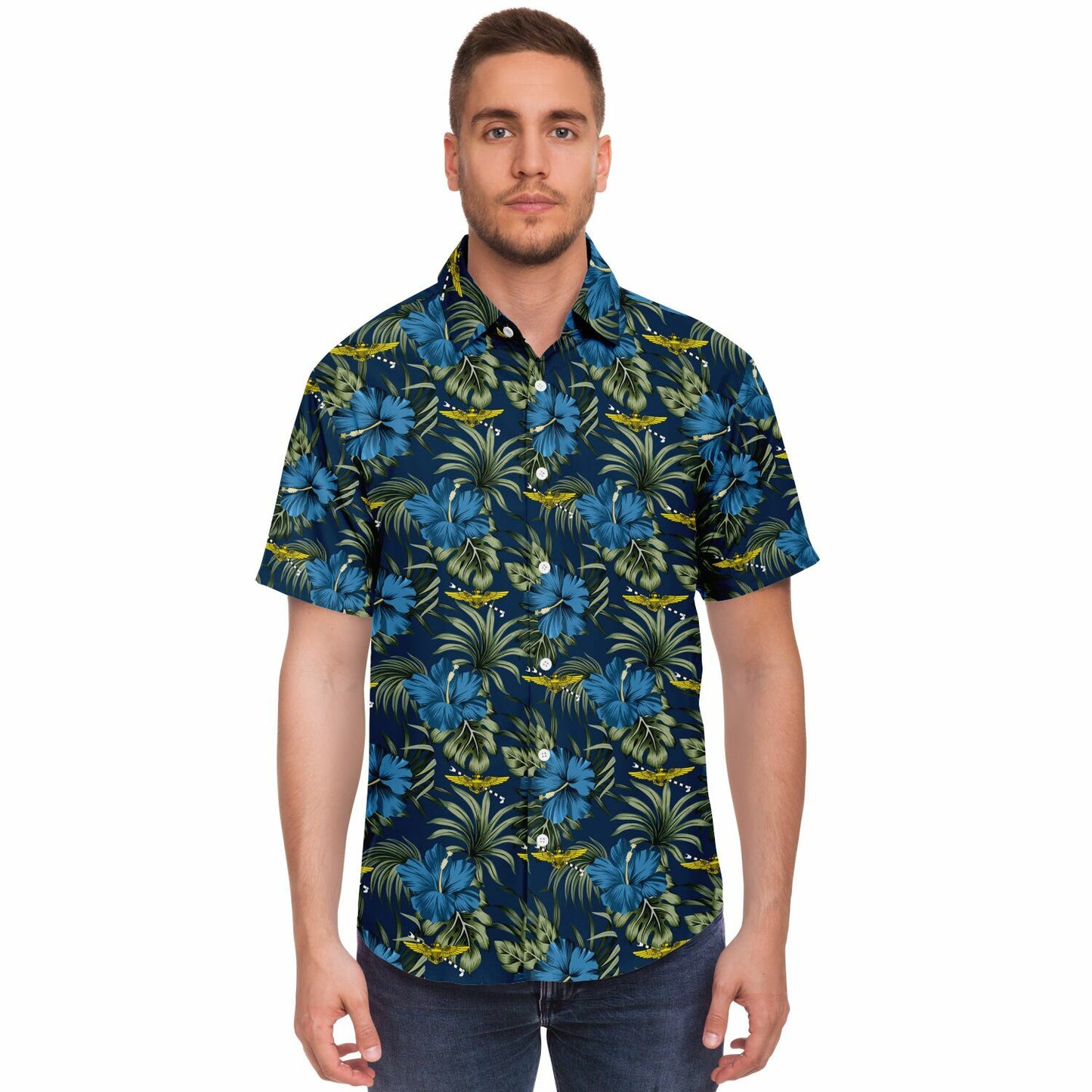 Tailhook 2024 PILOT Blue Flowers Hawaiian Short Sleeve Button Down Shirt
