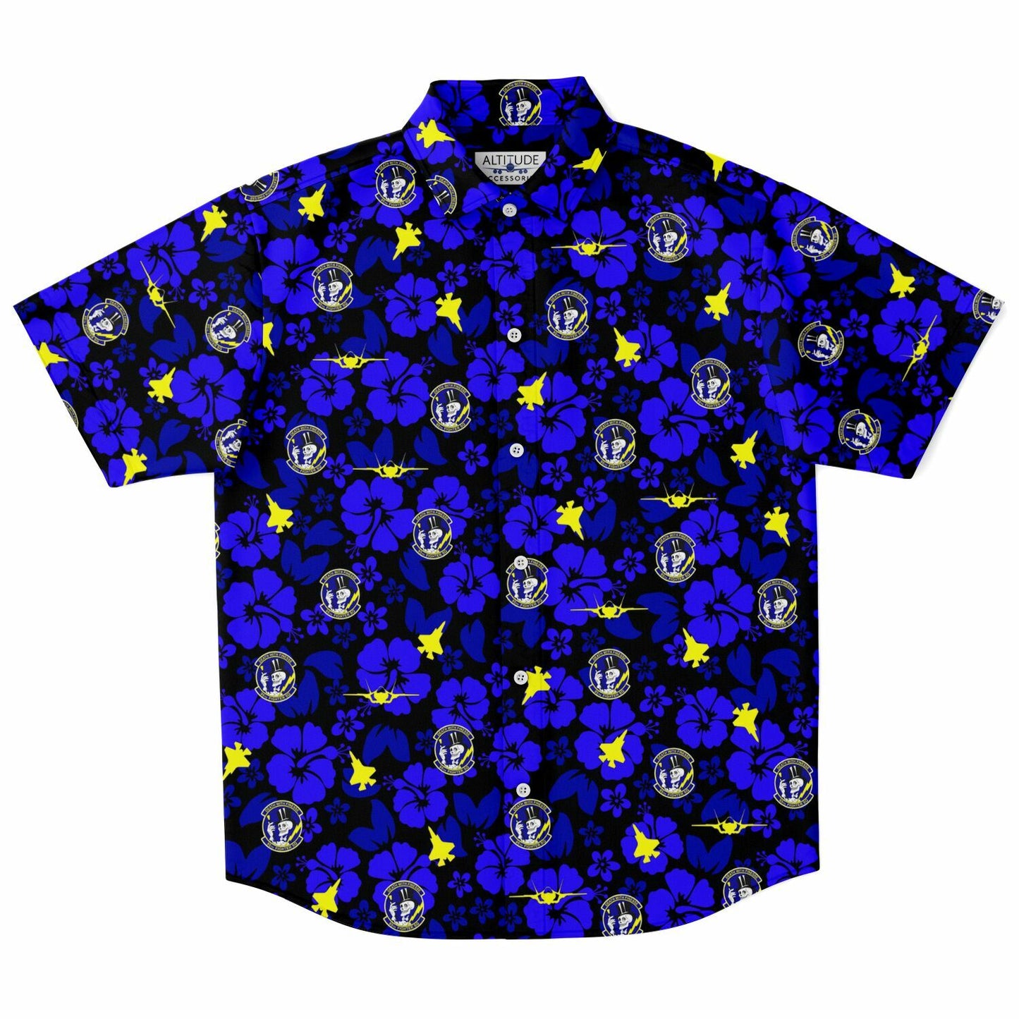 95th FS BLACK Hawaiian Print Short Sleeve Button Down Shirt