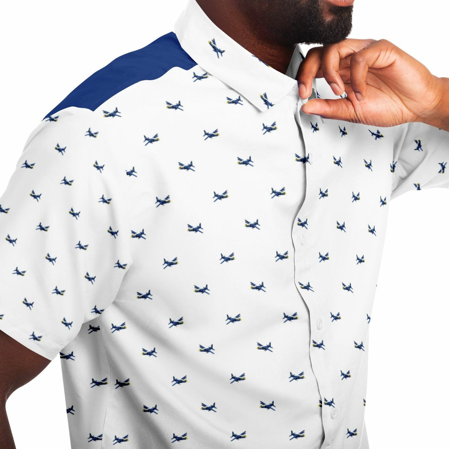 Blue angels example Short Sleeve Button Down Shirt - AOP