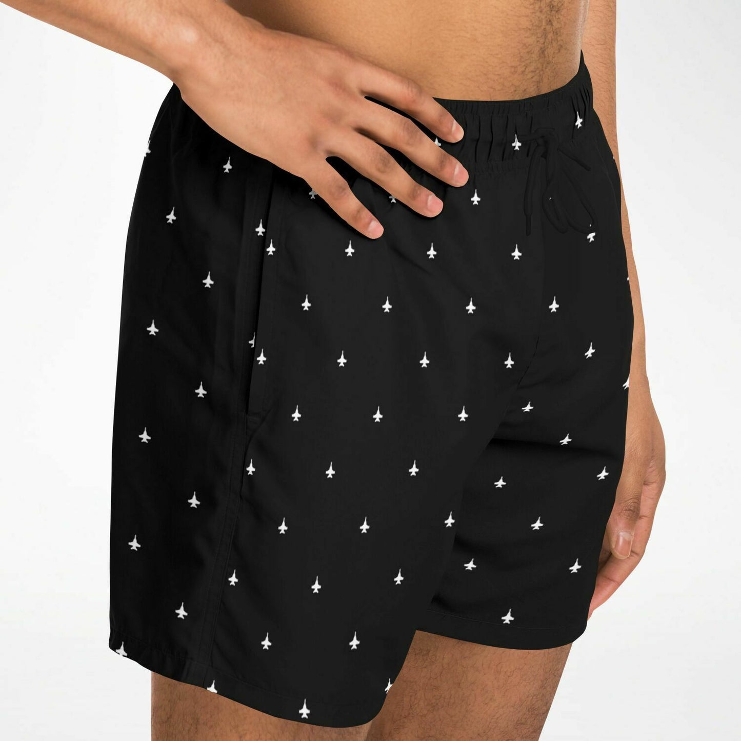 F-18 Black and white Swim Trunks Men stroked - Shirley