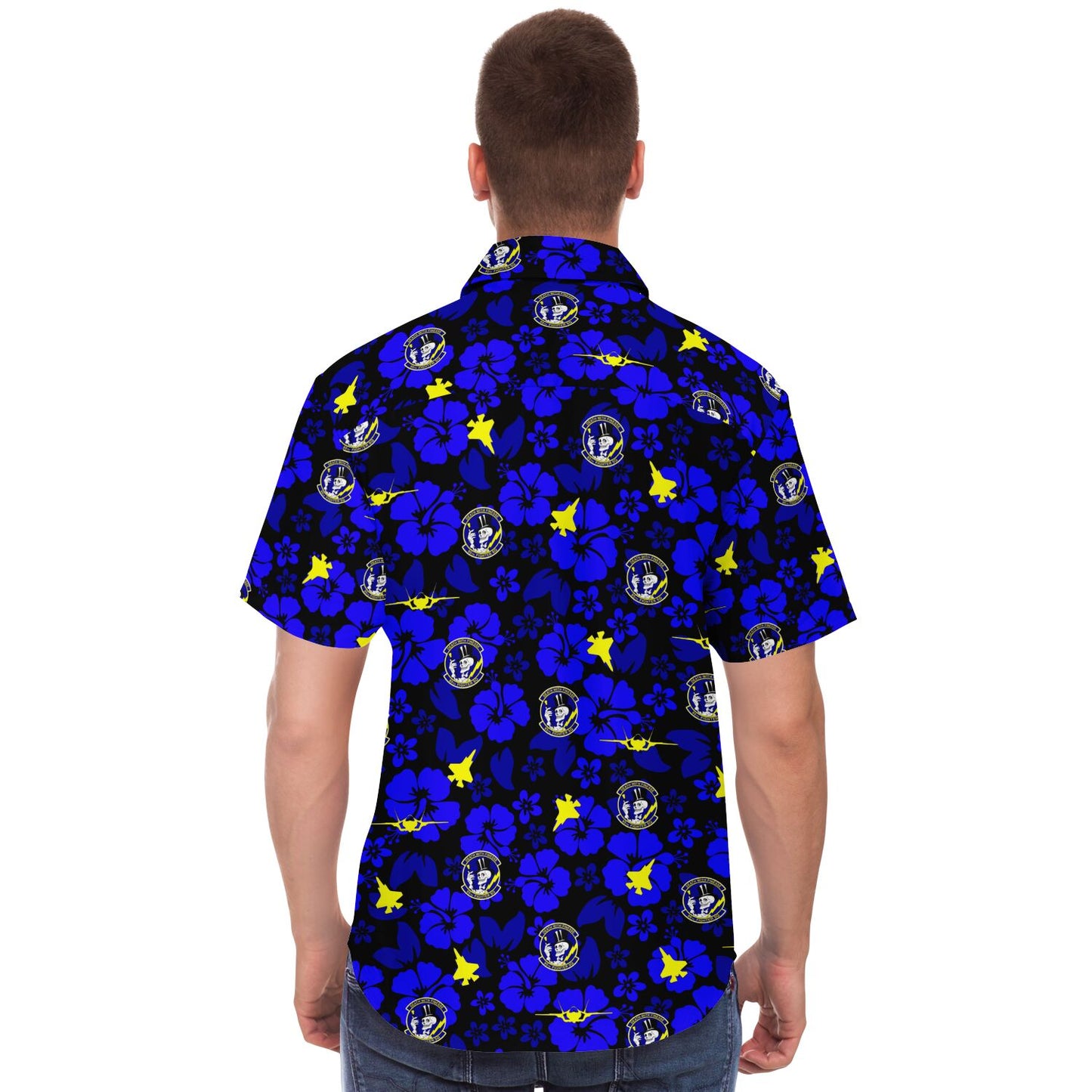95th FS BLACK Hawaiian Print Short Sleeve Button Down Shirt