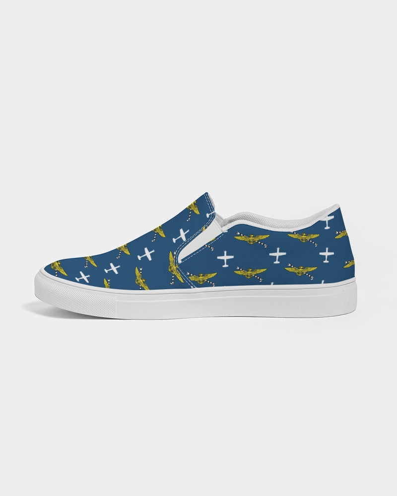 T-6A white and navy blue TAILHOOK Men's Slip-On Canvas Shoe