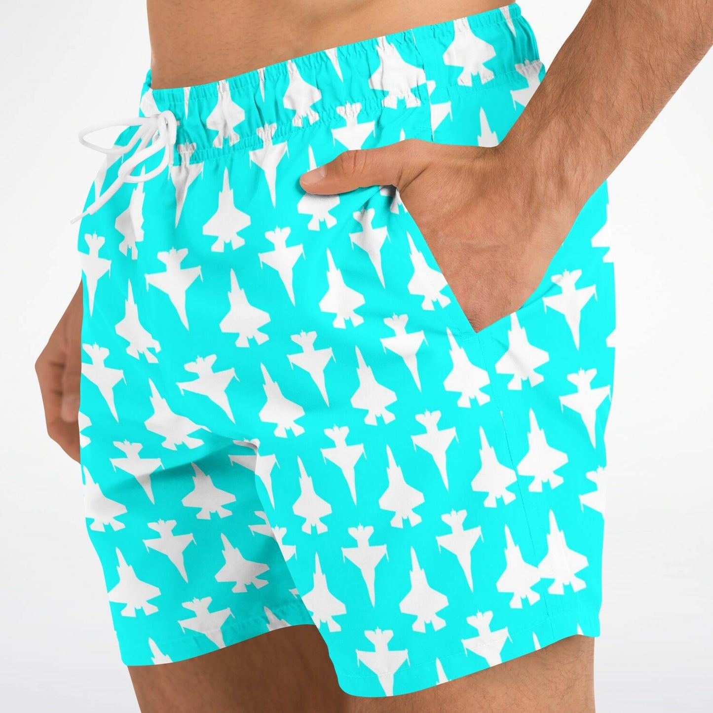 F-16 and F-35B #13 and white Swim Trunks Men - AOP
