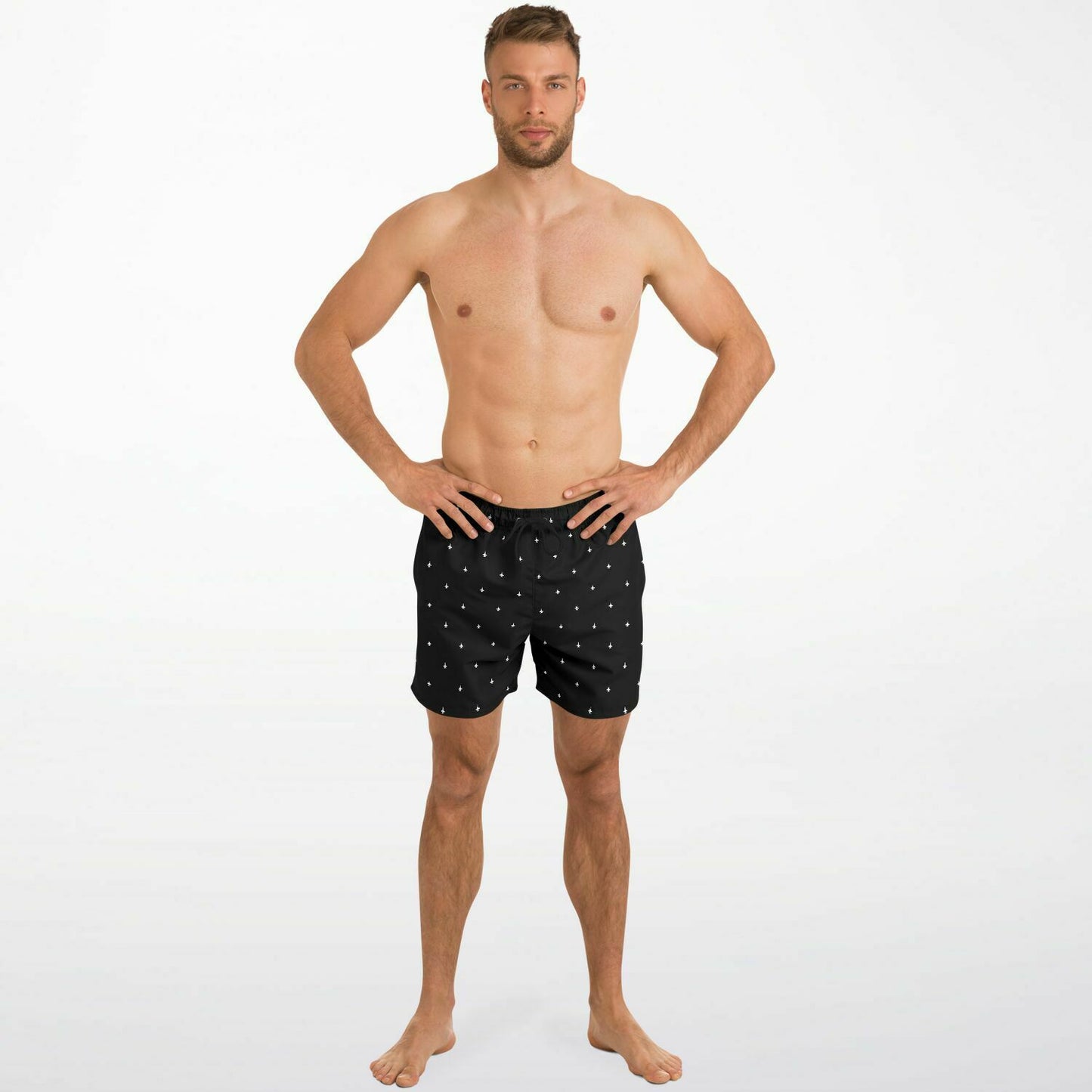 F-18 Black and white Swim Trunks Men stroked - Shirley