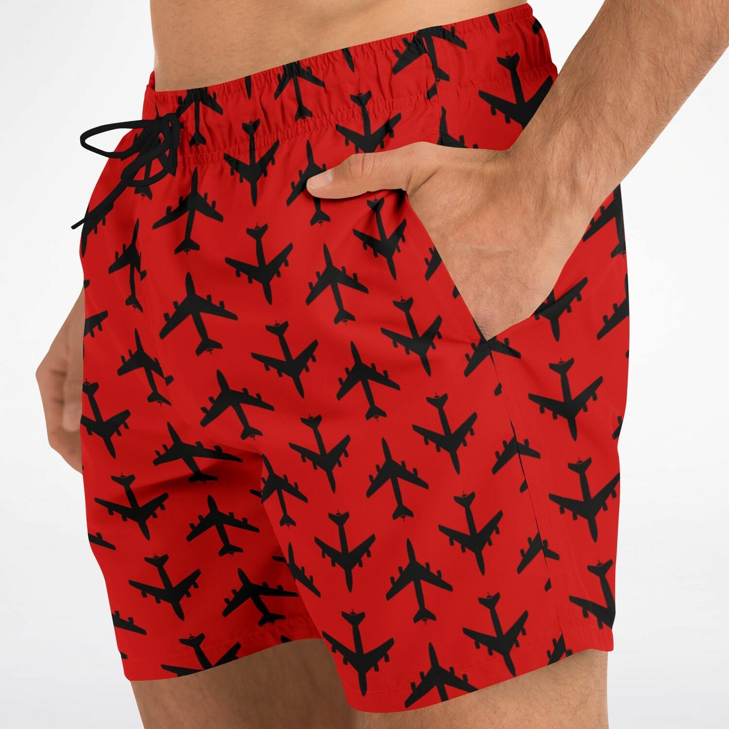 KC-135 (with boom) BOLD Mens Swim Trunks #48 and black