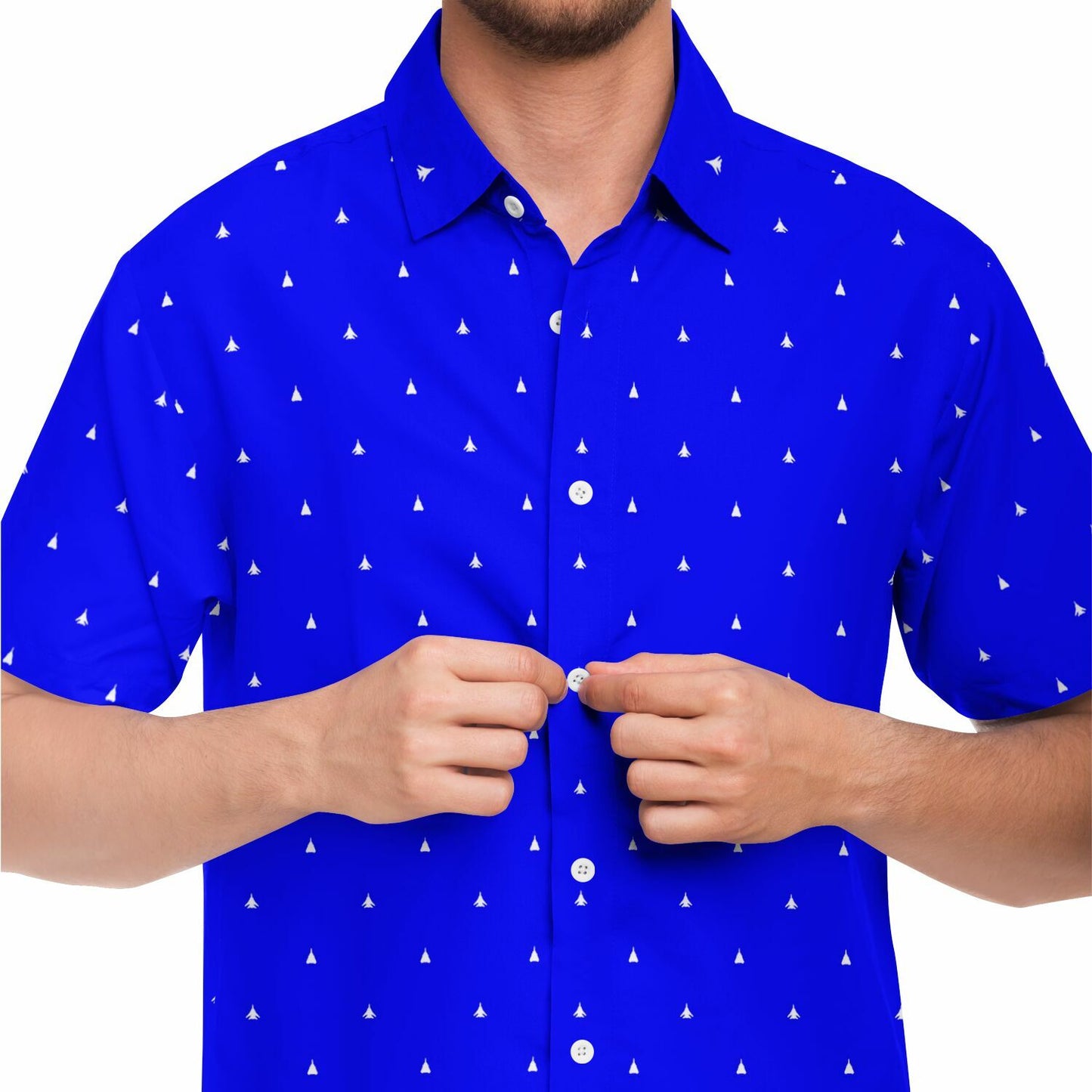 F-14 (2Plane) #14 and white Short Sleeve Button Down Shirt