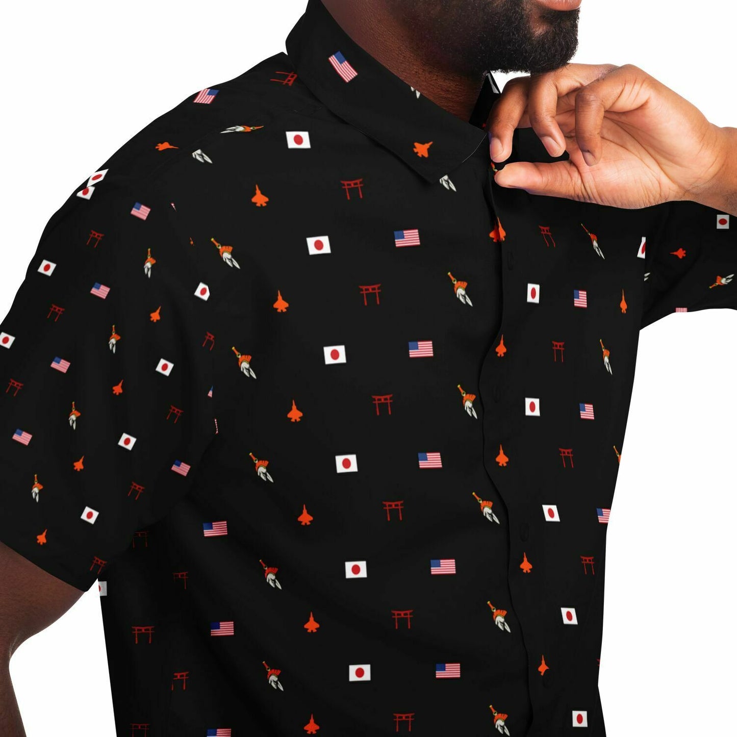 VFA-147 example of subtle Short Sleeve Button Down Shirt - AOP