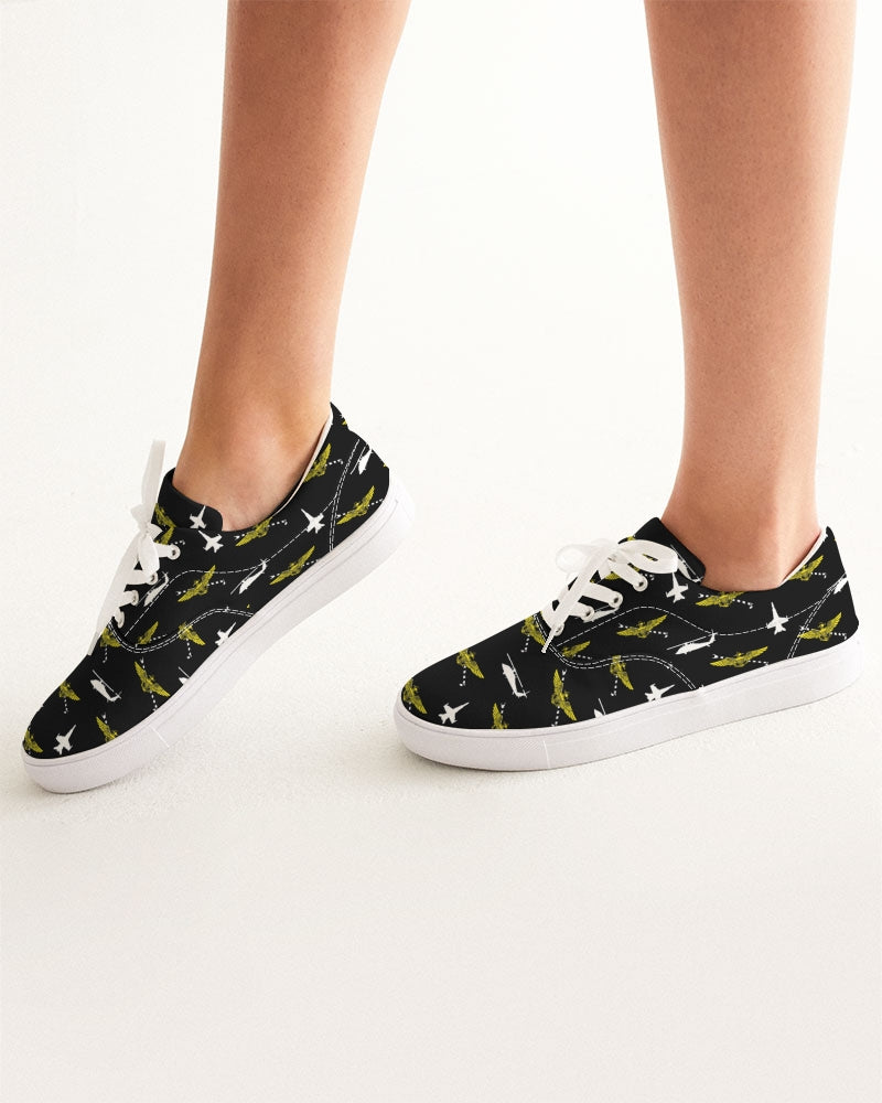 F-18D and MH-60S Pilot black Women's Lace Up Canvas Shoe