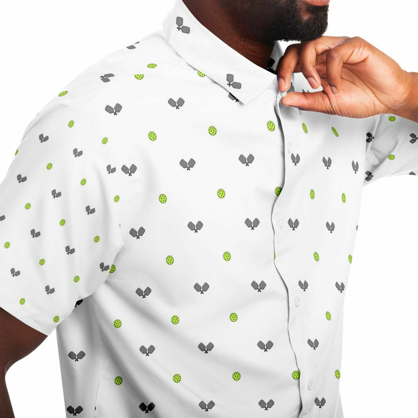 Pickleball test 1 Short Sleeve Button Down Shirt - AOP