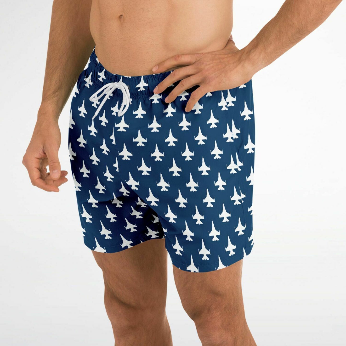 Nicole Neilson Boodée Medium F-16 BOLD Swim Trunks Men - #64 and white