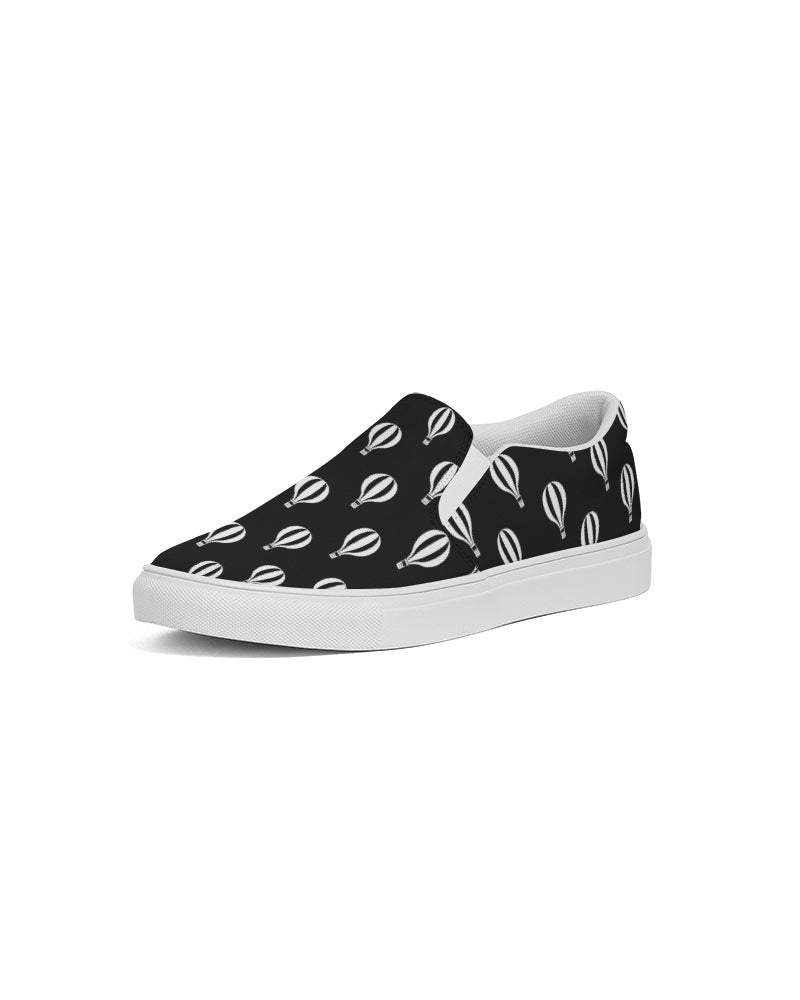 Black and White Hot Air Balloon Women's Slip-On Canvas Shoe