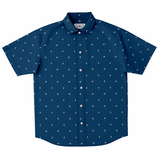 B-52 AND T-38 stroked white and #64 Short Sleeve Button Down Shirt - AOP