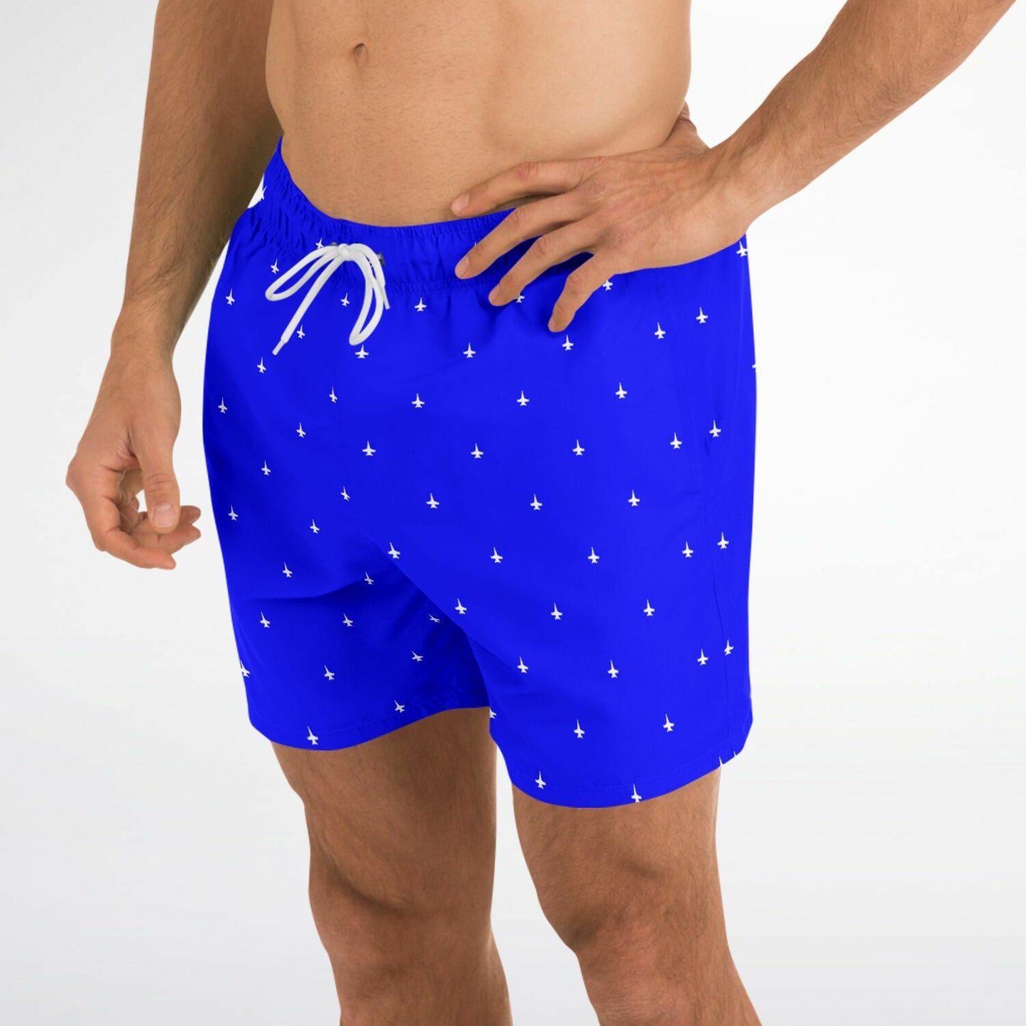 F-18 cd #14 and white Swim Trunks Men - AOP