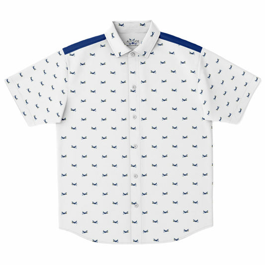 Blue angels example Short Sleeve Button Down Shirt - AOP