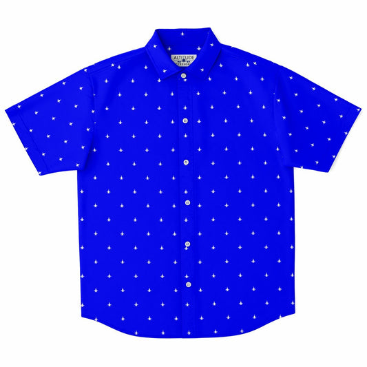 F-14 #14 and white Short Sleeve Button Down Shirt