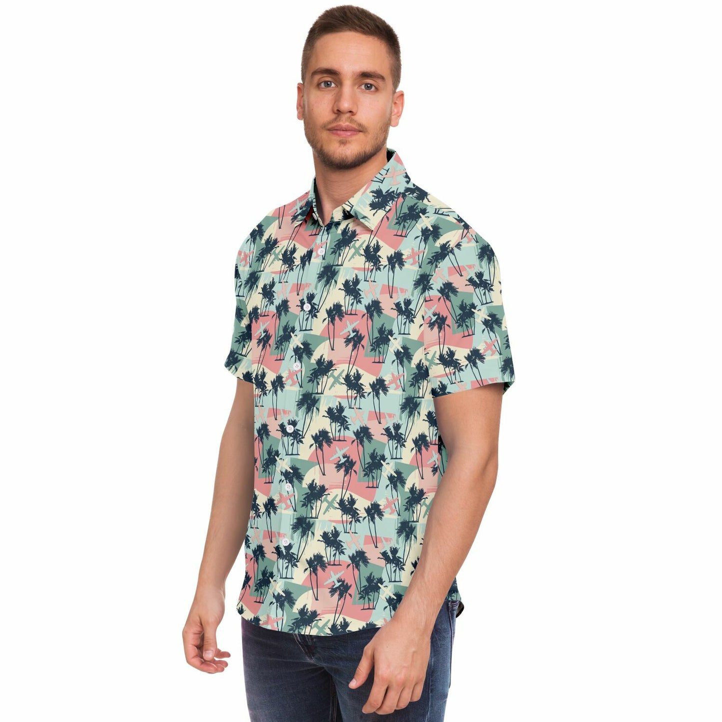 C-130 Retro Old School Short Sleeve Button Down Shirt