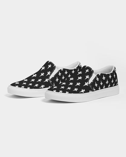 F-16 stroked black Women's Slip-On Canvas Shoe