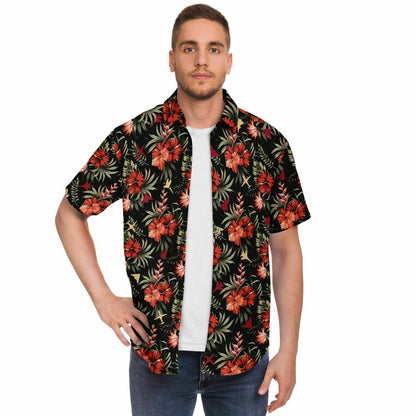 Grim Reapers '4 plane' Short Sleeve Button Down Shirt
