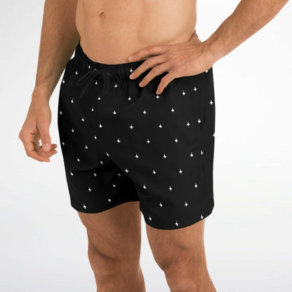 F-18 Black and White Mens Swim Trunks