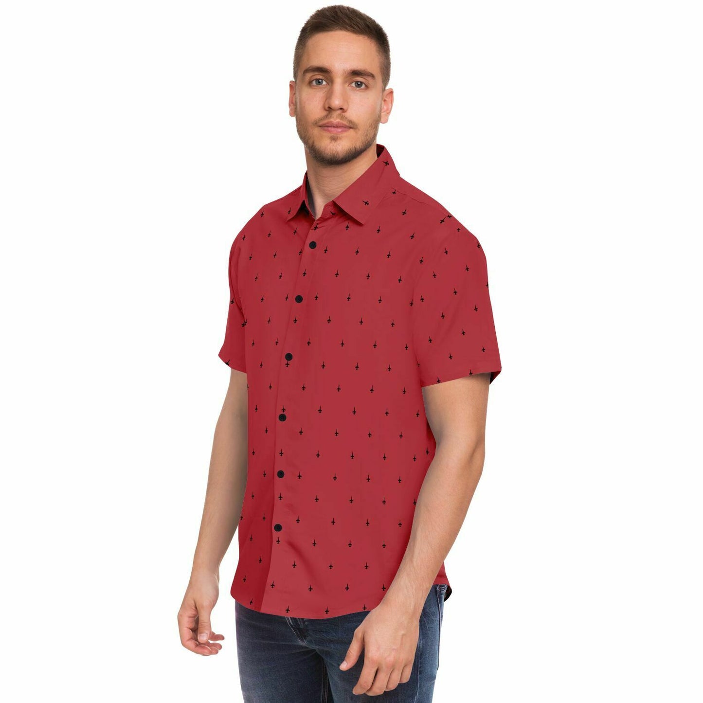 grim reapers B4323E red Short Sleeve Button Down Shirt - AOP