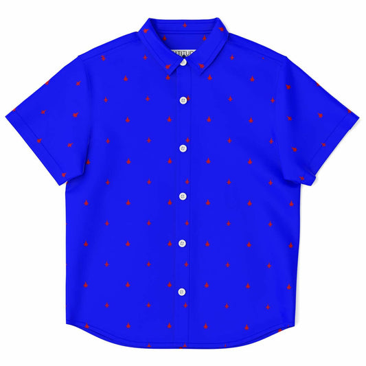 F-35B AND F-16 STROKED #14 AND #8 Kids/Youth Short Sleeve Button Down Shirt - AOP