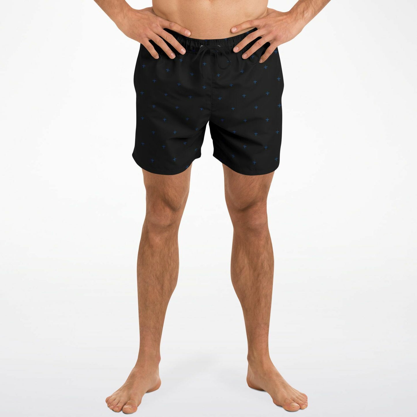 A-10 #64 and black subtle stroked Swim Trunks Men - AOP