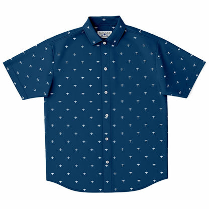 Cessna 172 #64 and white Short Sleeve Button Down Shirt - AOP