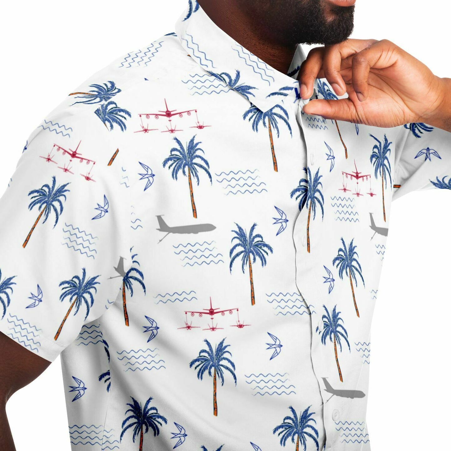 Metrea | CASS White Hawaiian Original Button Down Shirt featuring the NEW logo
