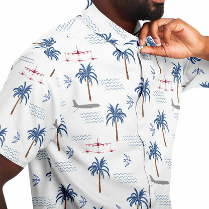Metrea | CASS White Hawaiian Original Button Down Shirt featuring the NEW logo