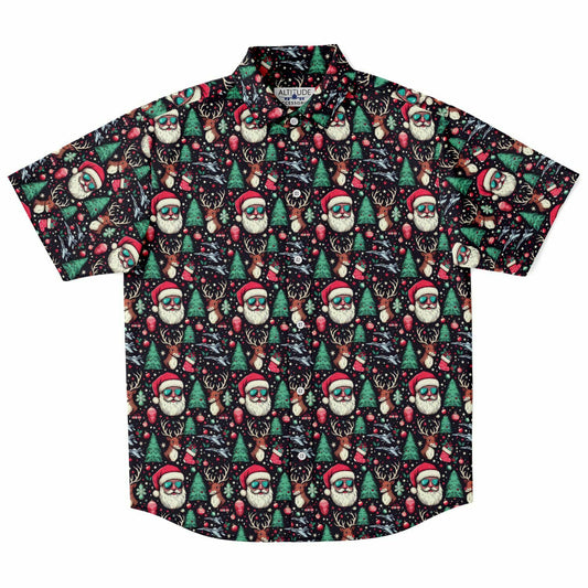 F-18 2023 example christmas Short Sleeve Button Down Shirt - AOP