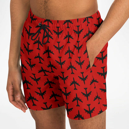 KC-135 (with boom) BOLD Mens Swim Trunks  #48 and black