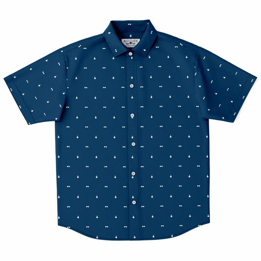 F-35B and glasses Short Sleeve Button Down Shirt