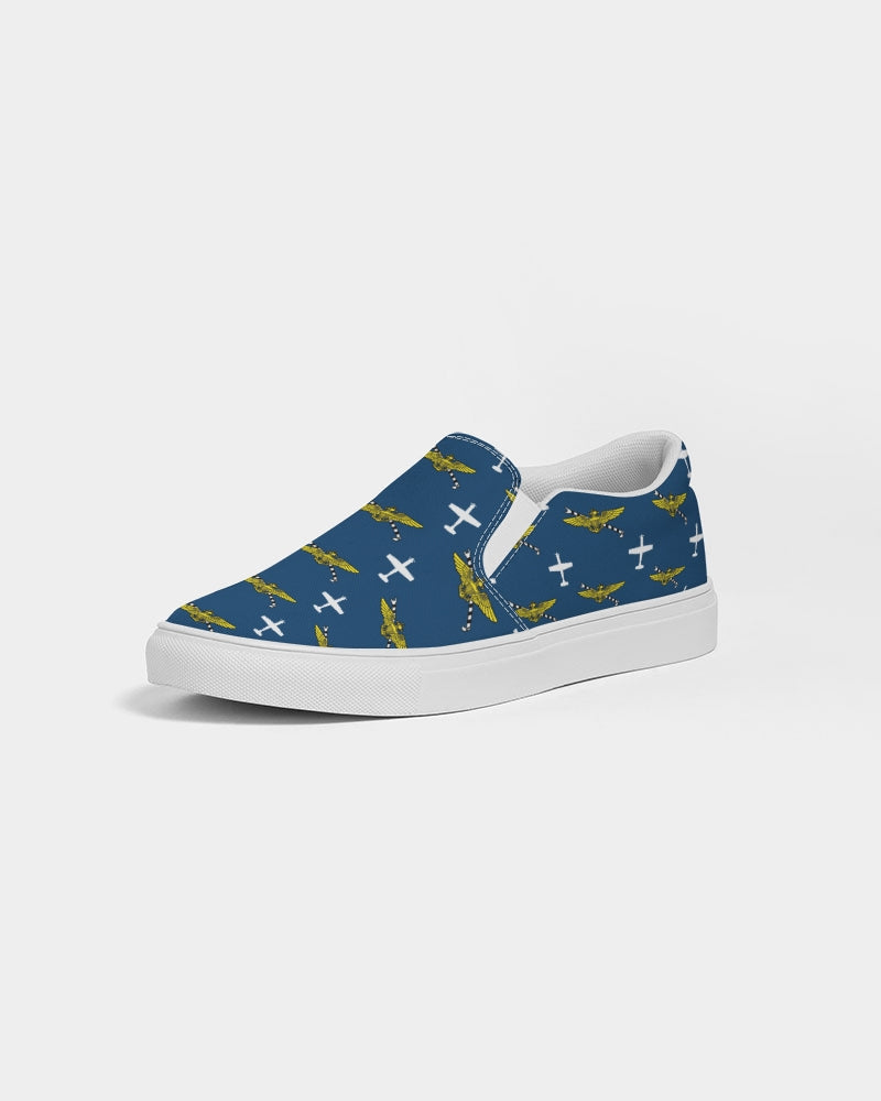 T-6A white and navy blue TAILHOOK Men's Slip-On Canvas Shoe