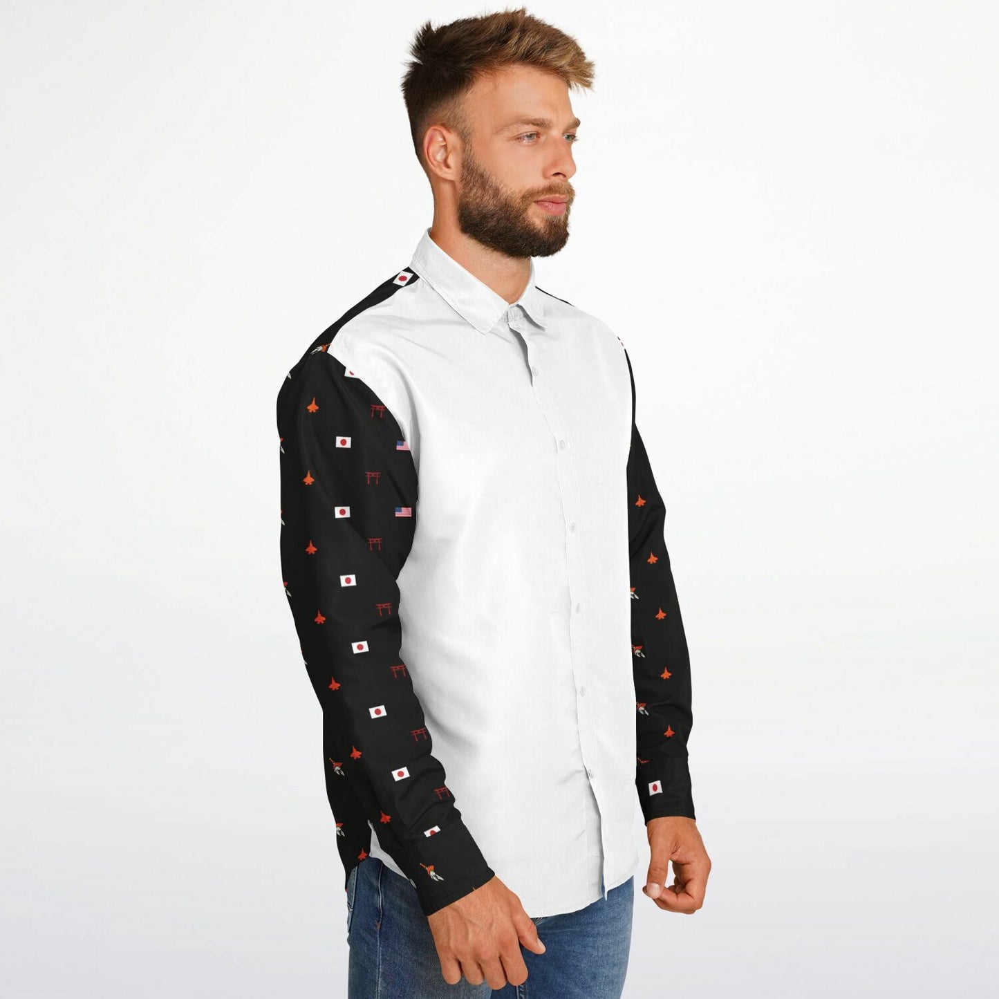 no order example Long Sleeve Button Down Shirt - AOP