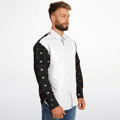 no order example Long Sleeve Button Down Shirt - AOP