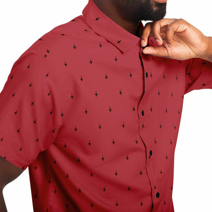 grim reapers B4323E red Short Sleeve Button Down Shirt - AOP