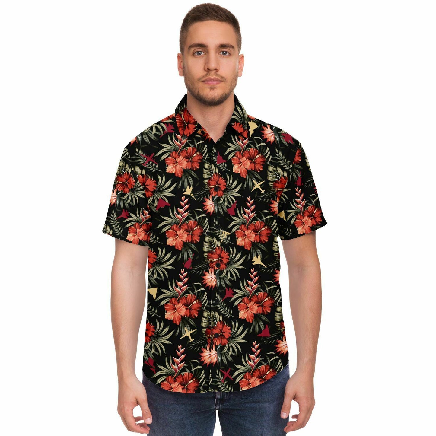 Grim Reapers '4 plane' Short Sleeve Button Down Shirt